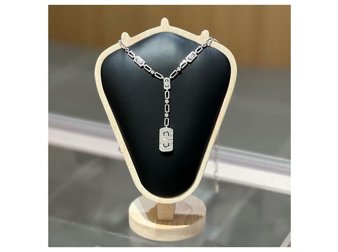 Bulgari Collana Bvlgari Parentesi Diamanti in Oro Bianco Argento - vista 5