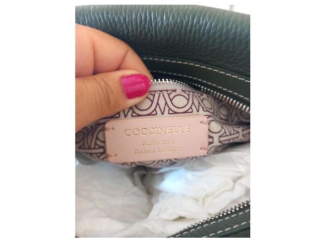 Autre Marque Coccinelle Green Hammered Leather Handbag - view 5