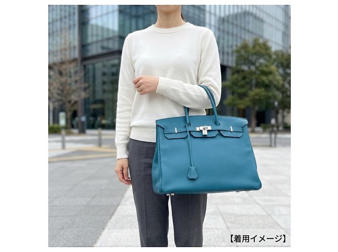 Hermès Borsa Hermes Birkin 40 in pelle Togo verde - vista 12