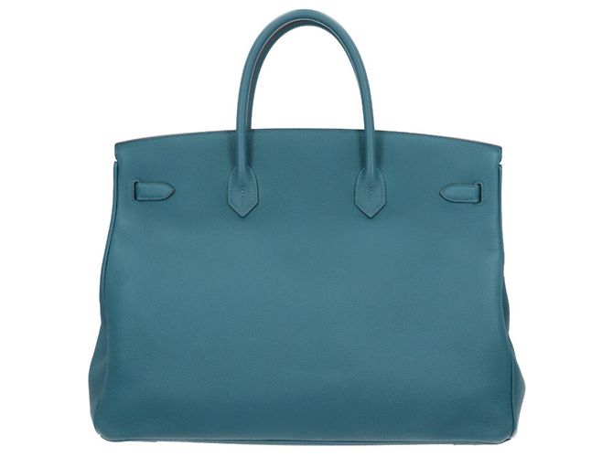 Hermès Borsa Hermes Birkin 40 in pelle Togo verde - vista 3