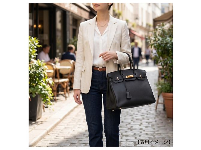 Hermès Borsa Hermes Birkin 35 in pelle Togo nera Nero - vista 12