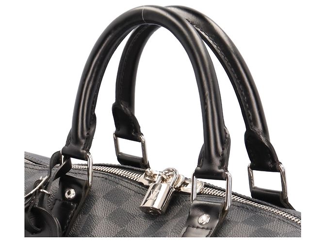 Louis Vuitton Keepall 55 Bandoulière Damier Graphite Boston Bag Marrone Nero - vista 12