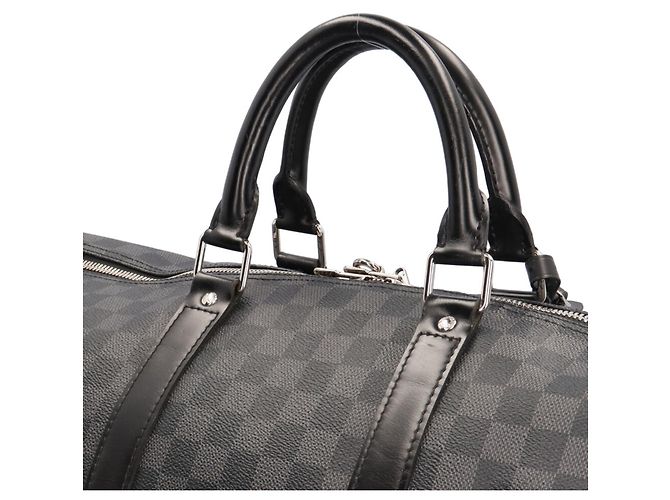Louis Vuitton Keepall 55 Bandoulière Damier Graphite Boston Bag Marrone Nero - vista 13