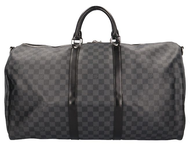 Louis Vuitton Keepall 55 Bandoulière Damier Graphite Boston Bag Marrone Nero - vista 3