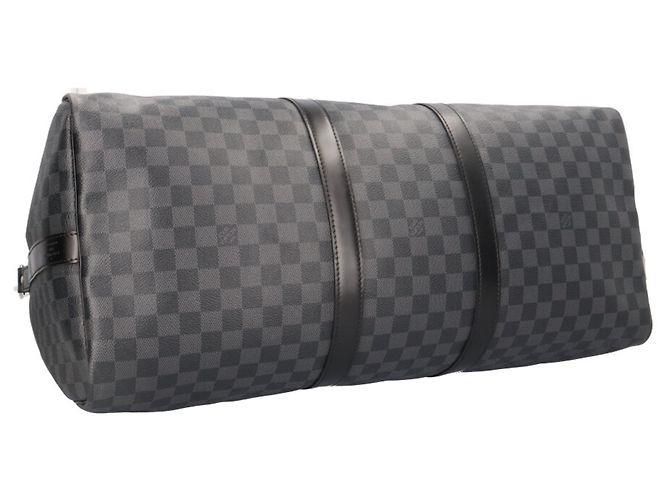 Louis Vuitton Keepall 55 Bandoulière Damier Graphite Boston Bag Marrone Nero - vista 6