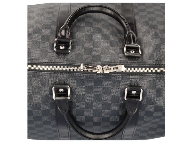 Louis Vuitton Keepall 55 Bandoulière Damier Graphite Boston Bag Marrone Nero - vista 9