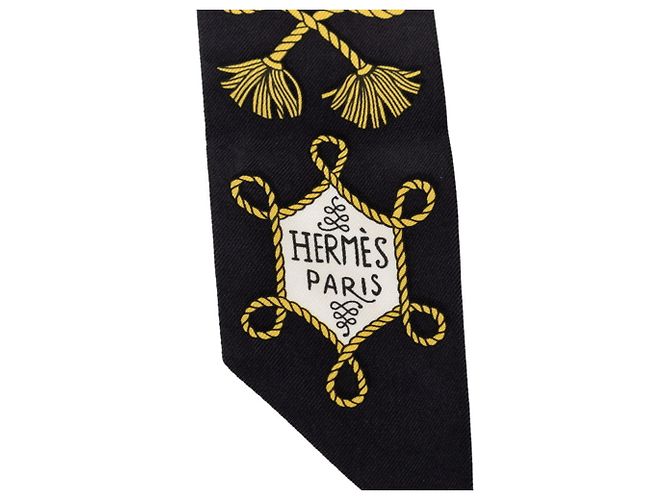 Hermès Hermes Twilly Galons et Brandebourgs Schal Schwarz Weiß - Ansicht 2