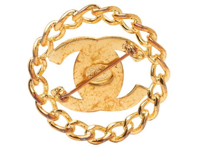 Spilla Vintage Chanel Coco Mark Turnlock Chain Motif D'oro - vista 2