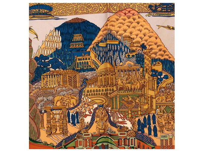 Hermès Foulard Hermes Carre 90 L'ATLANTIDE Marrone - vista 2
