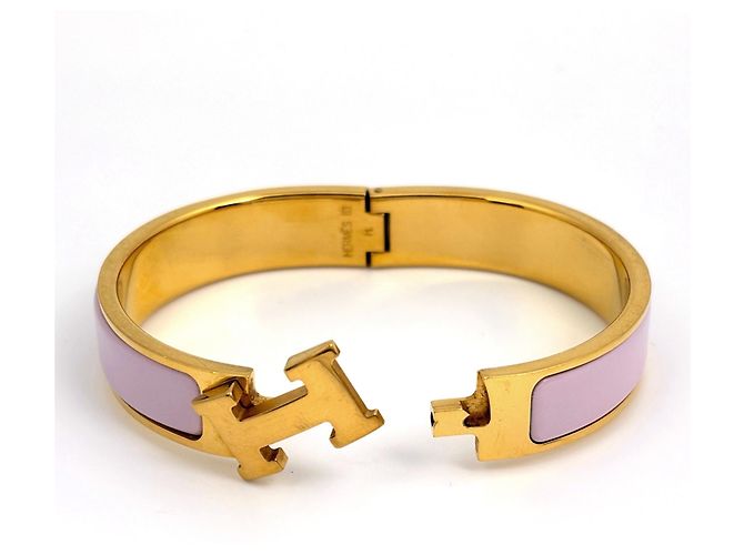 Bracelete Hermès Click H em Rosa e Prata - vista 2