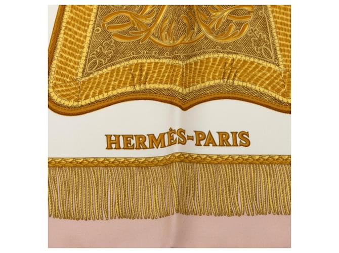 Hermès Foulard in seta rosa e bianco Hermes - vista 3