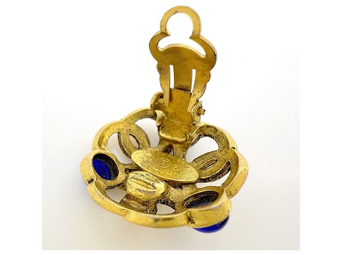 Orecchini a clip Chanel dorati con pietra colorata D'oro - vista 3