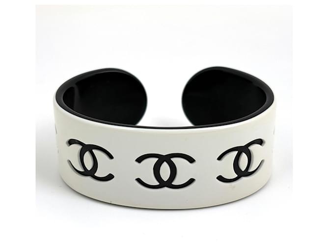 Bangles Chanel in plastica bianca Bianco - vista 2