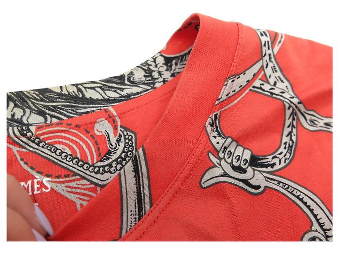 Hermès ABITO TUNICA HERMES STAMPATO M 40 IN COTONE ROSSO - vista 13