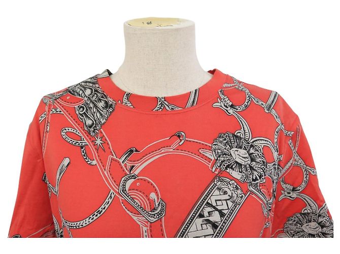 Hermès ABITO TUNICA HERMES STAMPATO M 40 IN COTONE ROSSO - vista 2