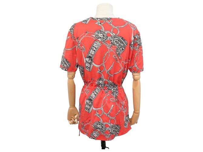 Hermès ABITO TUNICA HERMES STAMPATO M 40 IN COTONE ROSSO - vista 3