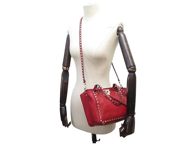 BORSA A MANO VALENTINO ROCKSTUD IW2B0037BOL IN PELLE ROSSA BORSA A TRACCOLLA - vista 5