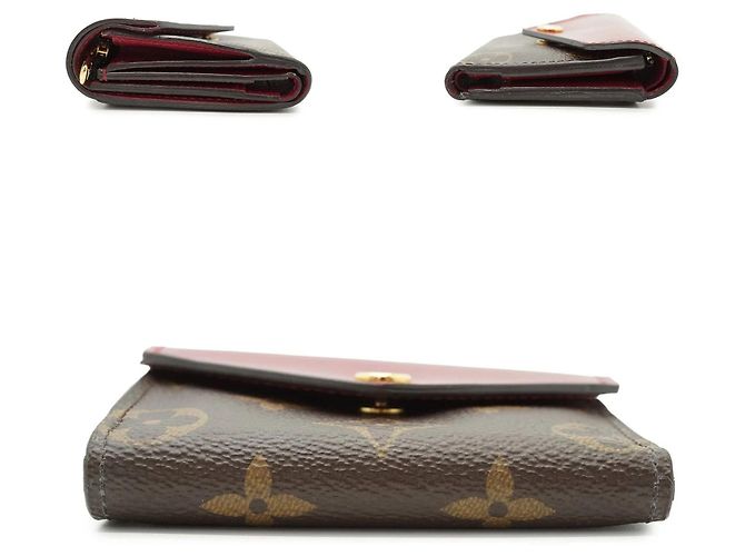 Portafoglio in tela Louis Vuitton Zoe Rosso Bordò - vista 3