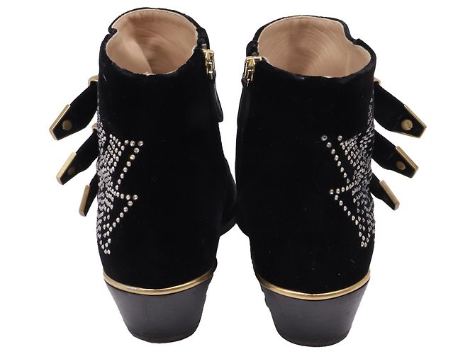 Stivaletti Chloé Susanna con borchie in velluto nero - vista 5