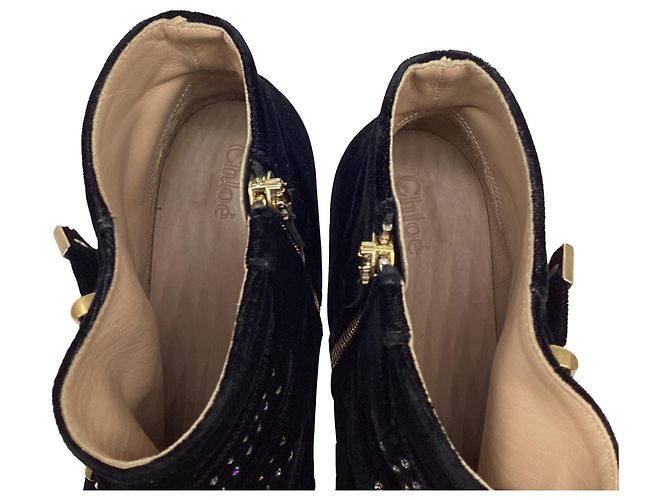 Stivaletti Chloé Susanna con borchie in velluto nero - vista 7