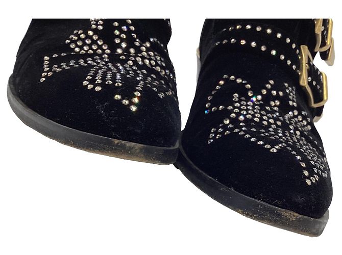 Stivaletti Chloé Susanna con borchie in velluto nero - vista 8