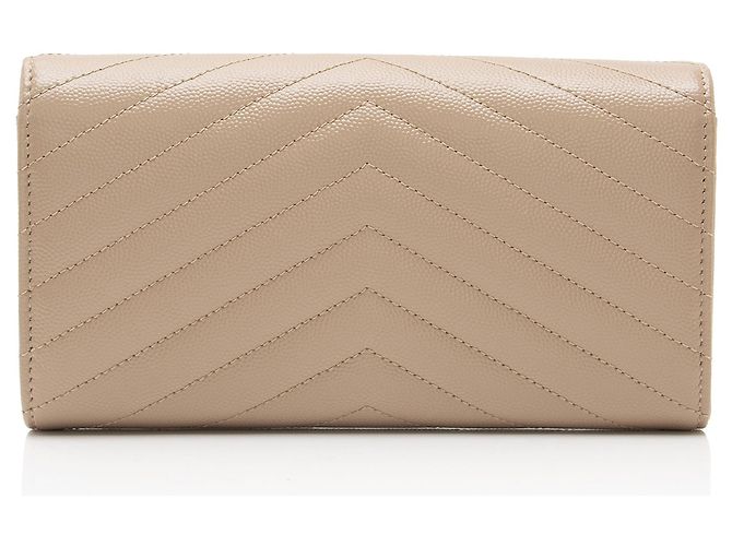 Portefeuille Monogramme Saint Laurent Matelassé Grain de Poudre Marron Beige - vue 3