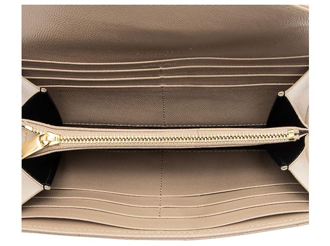 Portefeuille Monogramme Saint Laurent Matelassé Grain de Poudre Marron Beige - vue 5