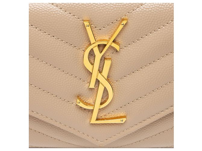 Portefeuille Monogramme Saint Laurent Matelassé Grain de Poudre Marron Beige - vue 7