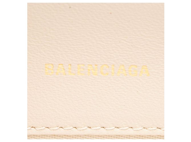 Balenciaga Hourglass Small Top Handle in pelle di vitello embossed croc lucida Marrone Beige - vista 8