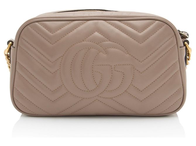 Bolso pequeño GG Marmont de piel matelassé Gucci Castaño Beige - vista 3