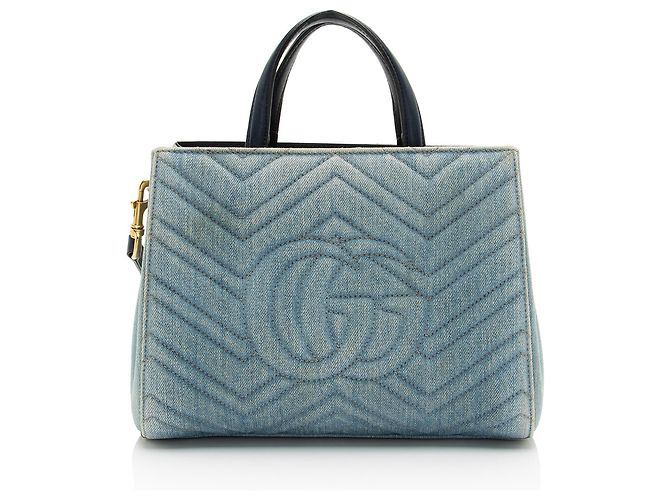 Gucci Matelasse Denim Pearl GG Marmont Small Tote Blau - Ansicht 3