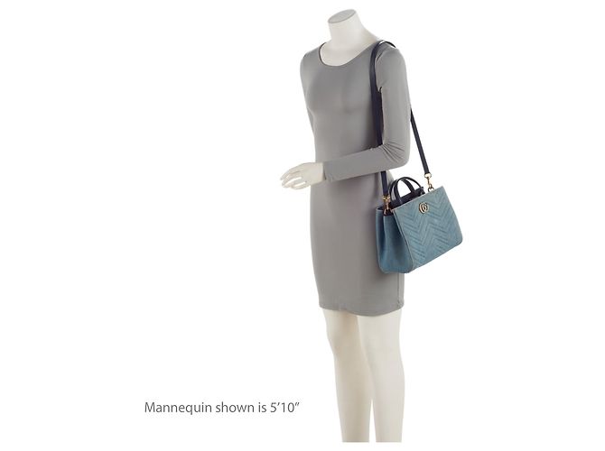 Gucci Matelasse Denim Pearl GG Marmont Small Tote Blau - Ansicht 5
