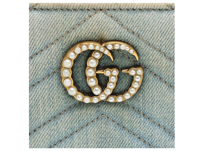 Gucci Matelasse Denim Pearl GG Marmont Small Tote Blau - Ansicht 9