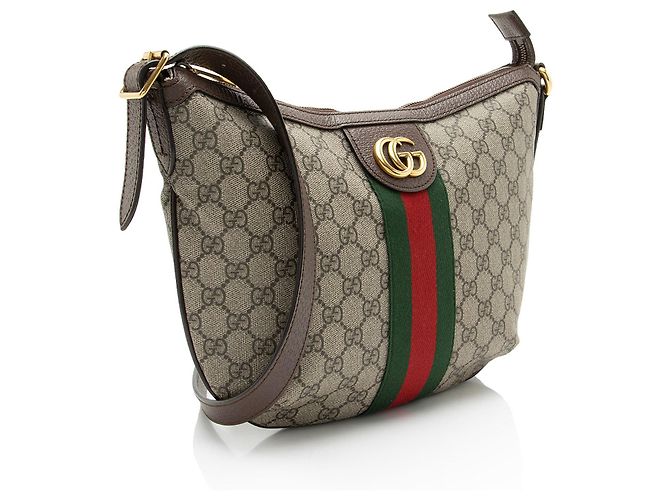 Borsa a tracolla media Gucci GG Supreme Ophidia Marrone Beige - vista 2