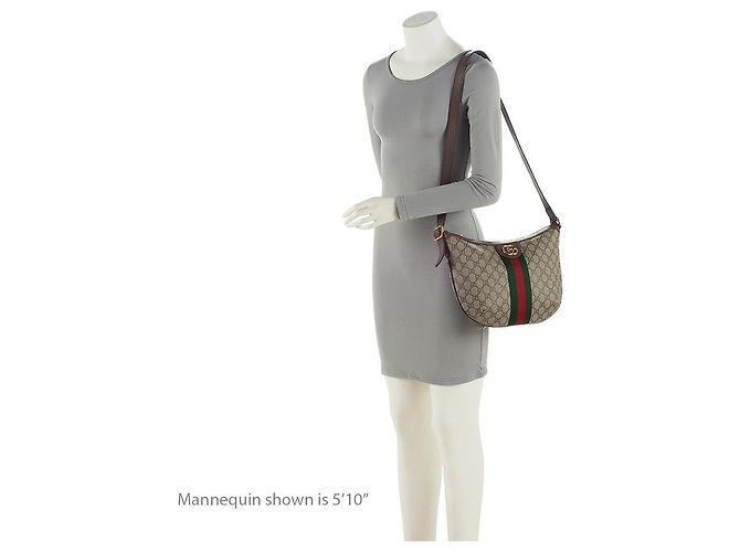 Borsa a tracolla media Gucci GG Supreme Ophidia Marrone Beige - vista 5