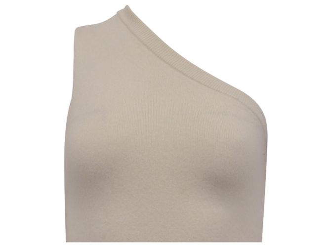 Autre Marque Extreme Cashmere X n°108 One-Shoulder Top aus cremefarbenem Kaschmir Weiß Roh - Ansicht 2