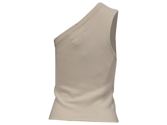 Autre Marque Extreme Cashmere X n°108 One-Shoulder Top aus cremefarbenem Kaschmir Weiß Roh - Ansicht 4