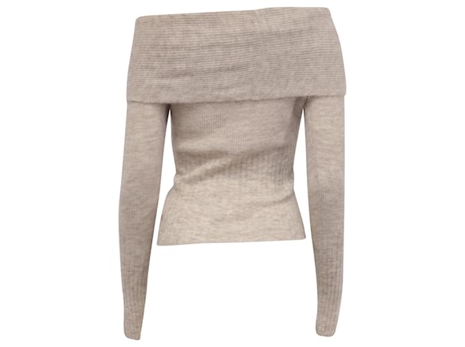 Reformation Florie Off-Shoulder Strickpullover mit Twist aus beiger Alpakawolle - Ansicht 4