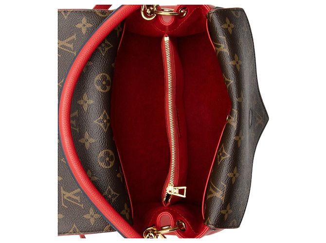 Borsa Satchel Double V Louis Vuitton in pelle di vitello e canvas Monogram Rosso - vista 7