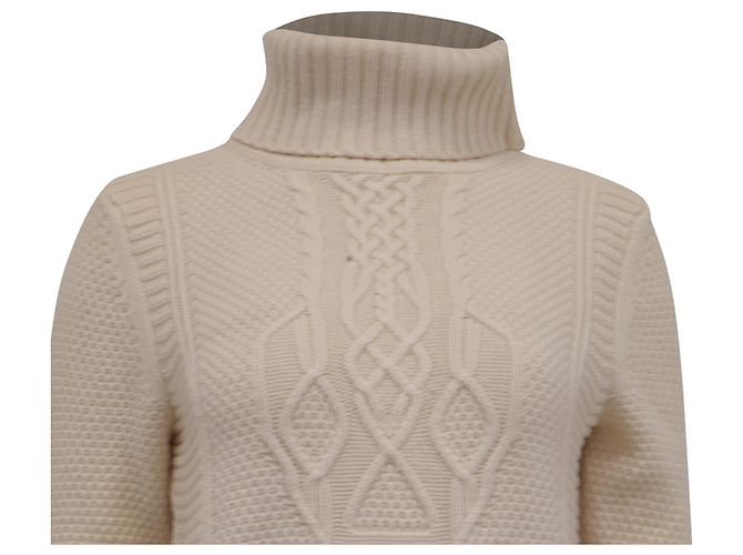 Autre Marque Kaschmir-Rollkragenpullover mit Totenkopf-Motiv in Cream Cashmere Weiß Roh - Ansicht 2