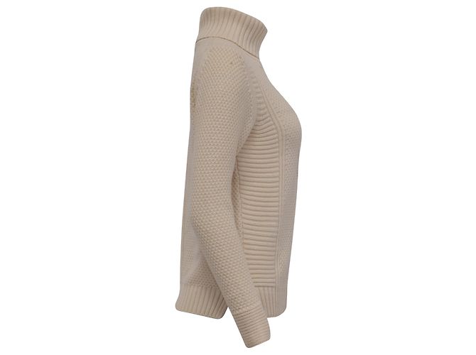 Autre Marque Kaschmir-Rollkragenpullover mit Totenkopf-Motiv in Cream Cashmere Weiß Roh - Ansicht 3