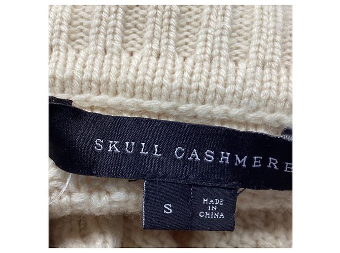 Autre Marque Kaschmir-Rollkragenpullover mit Totenkopf-Motiv in Cream Cashmere Weiß Roh - Ansicht 6