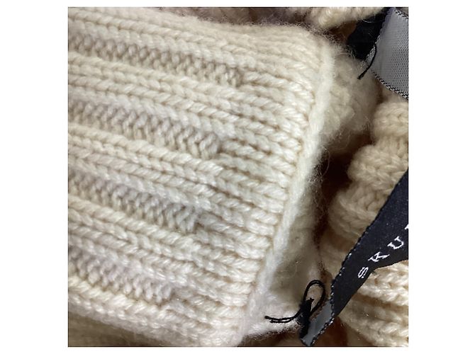 Autre Marque Kaschmir-Rollkragenpullover mit Totenkopf-Motiv in Cream Cashmere Weiß Roh - Ansicht 7