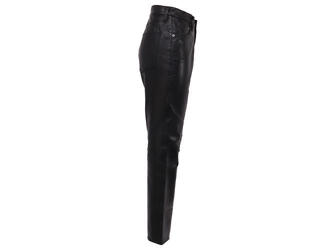 Pantaloni Agolde a vita alta e gamba dritta in pelle nera - vista 2