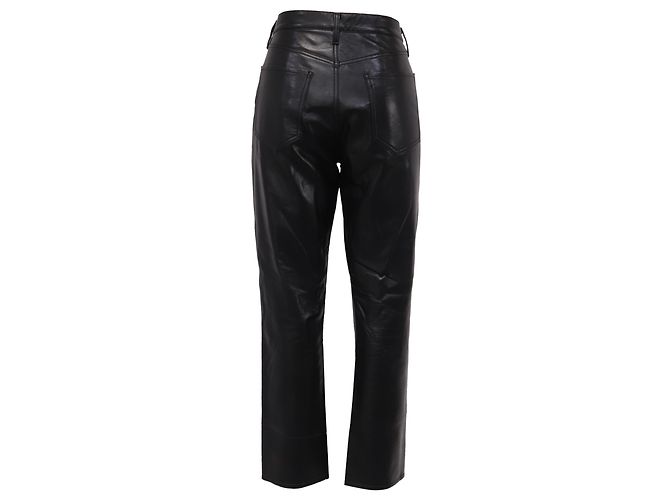Pantaloni Agolde a vita alta e gamba dritta in pelle nera - vista 3