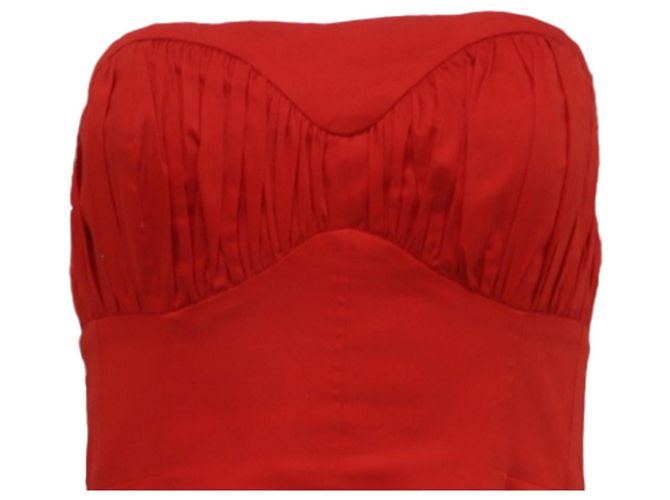 Autre Marque Vestido midi palabra de honor Tove en algodón rojo Roja - vista 2