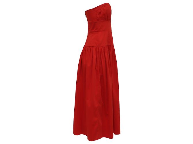Autre Marque Vestido midi palabra de honor Tove en algodón rojo Roja - vista 3
