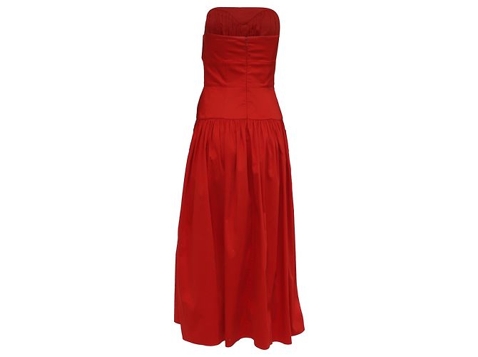Autre Marque Vestido midi palabra de honor Tove en algodón rojo Roja - vista 4