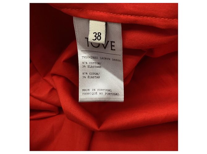 Autre Marque Vestido midi palabra de honor Tove en algodón rojo Roja - vista 5