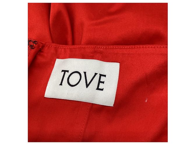 Autre Marque Vestido midi palabra de honor Tove en algodón rojo Roja - vista 7